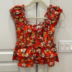 Marissa Webb Collective Magnolia Ruffle Blouse in Floral